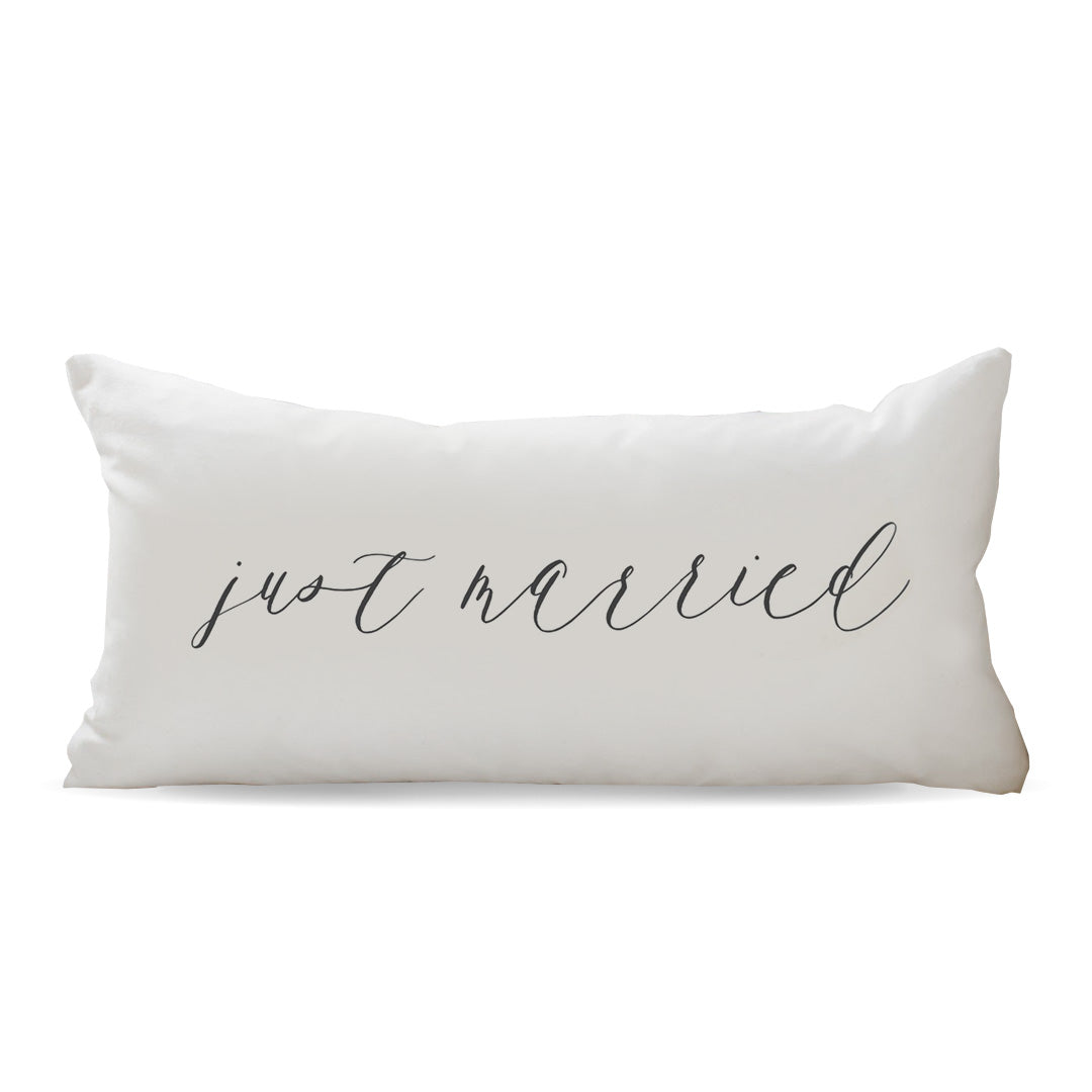 "Just Married" Script Lumbar Pillow