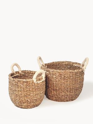 Savar Basket with White Handle (Set of 2)
