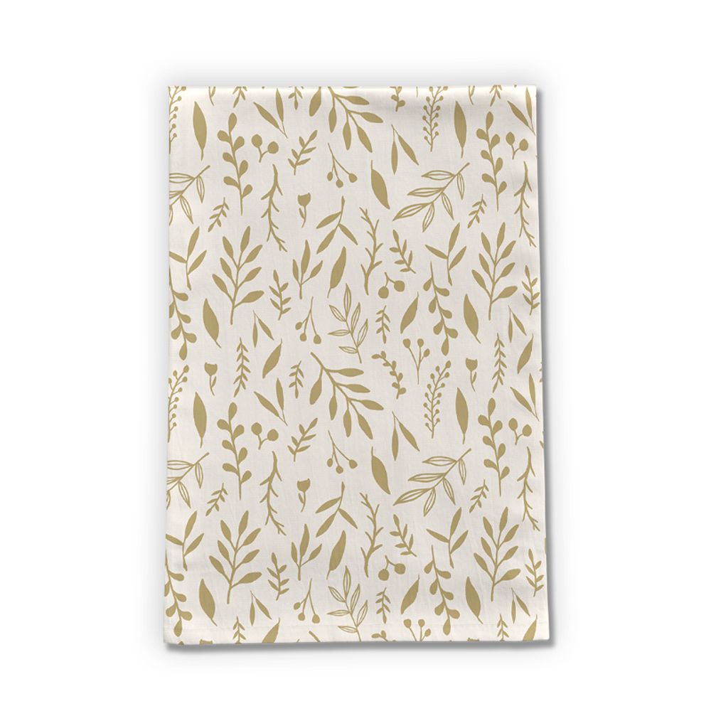 Gold Falling Leaves Tea Towel