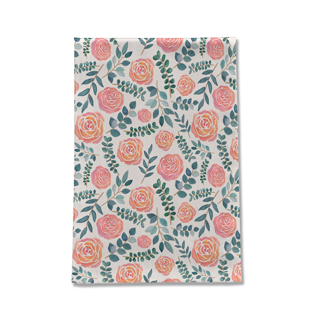 Watercolor Floral Tea Towel