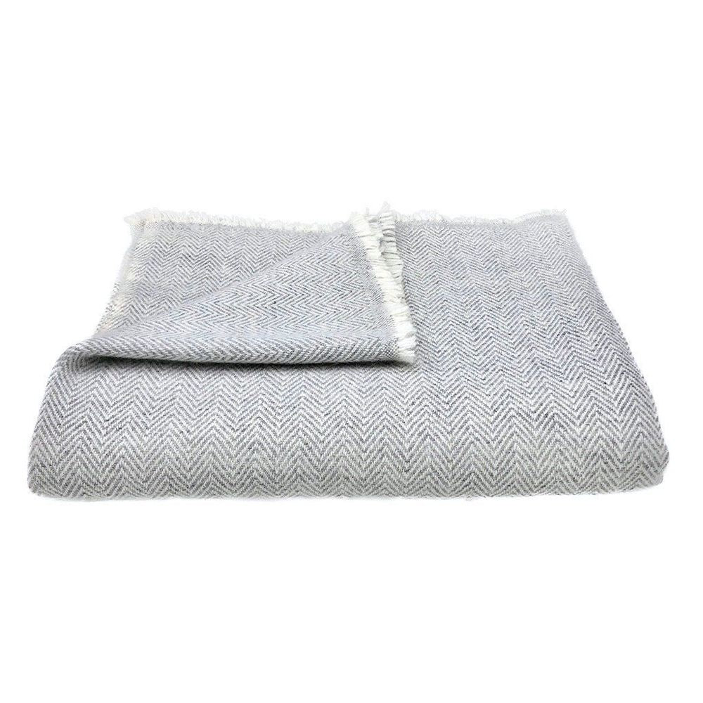 Gray Herringbone Cashmere Throw