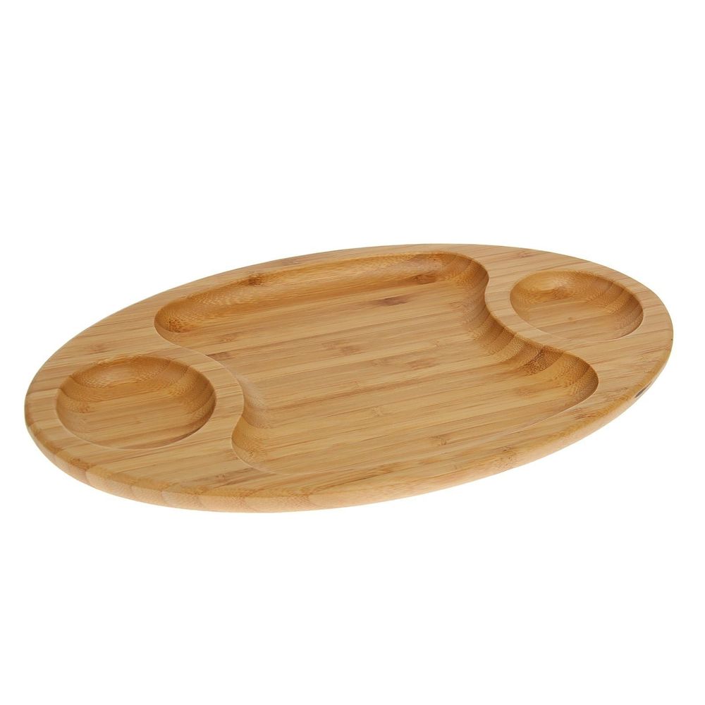 Natural Bamboo 3 Section Platter 14" X 8" | 35.5 Cm X 20.5 cm