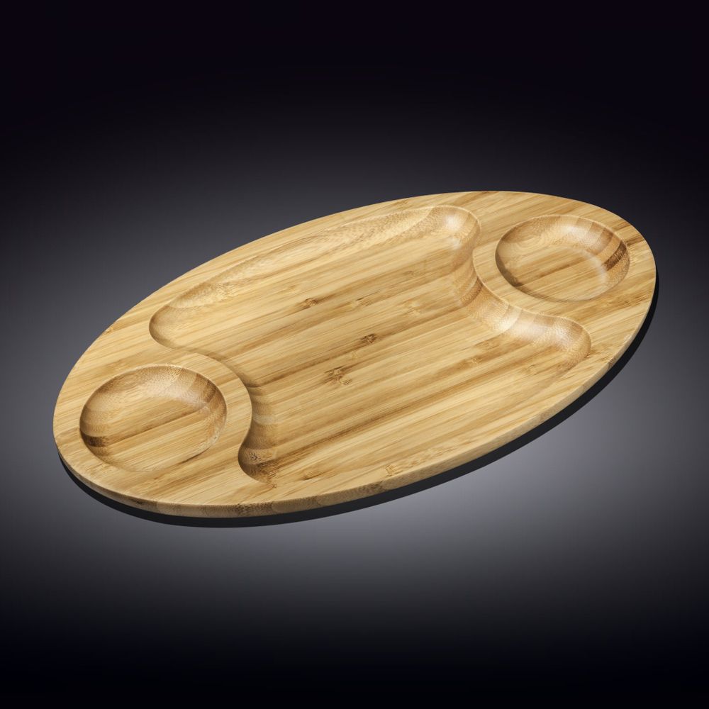 Natural Bamboo 3 Section Platter 18" X 10" | 45.5 Cm X 25 cm
