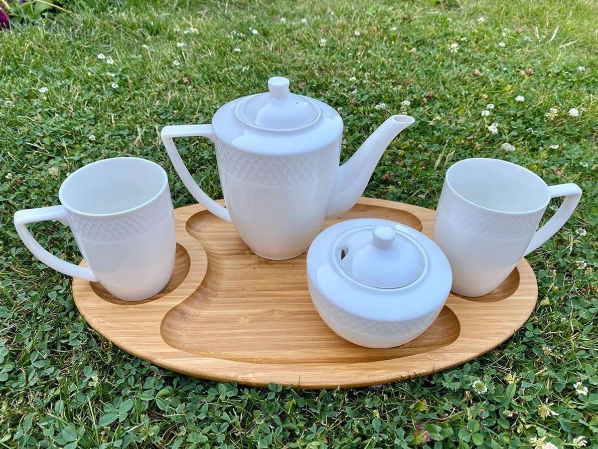 Natural Bamboo 3 Section Platter 18" X 10" | 45.5 Cm X 25 cm