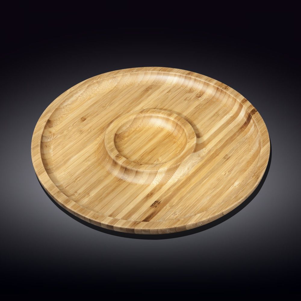 Natural Bamboo 2 Section Platter 12"