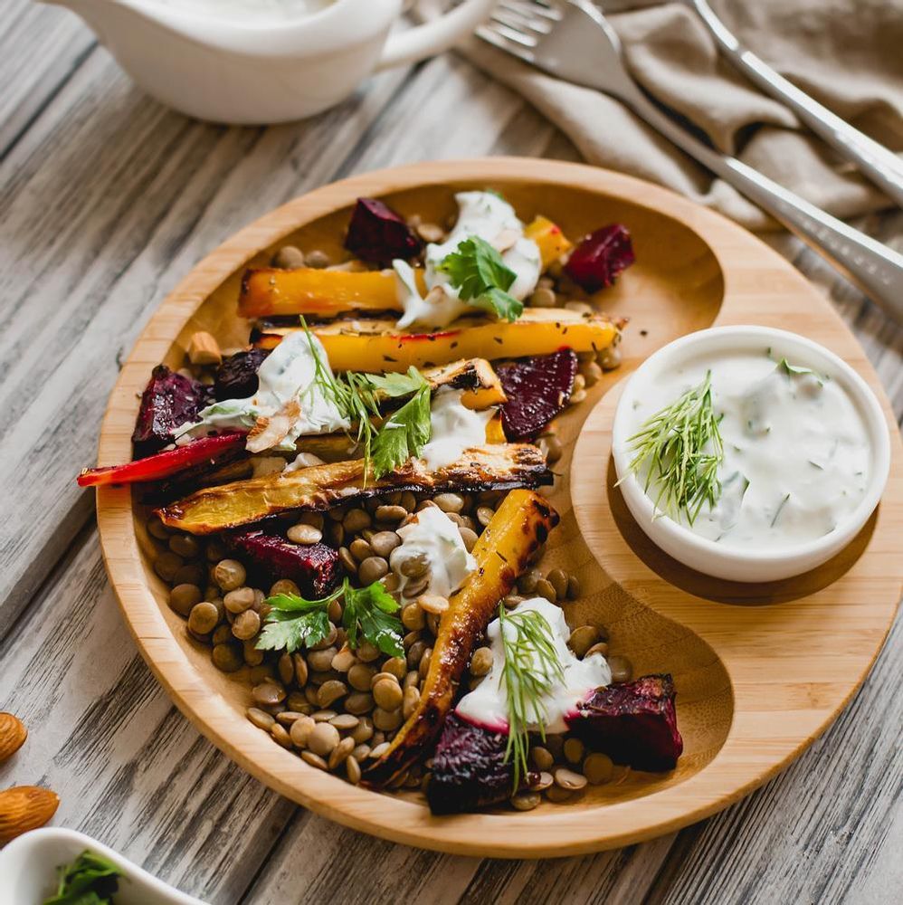 Natural Bamboo 2 Section Platter 14"