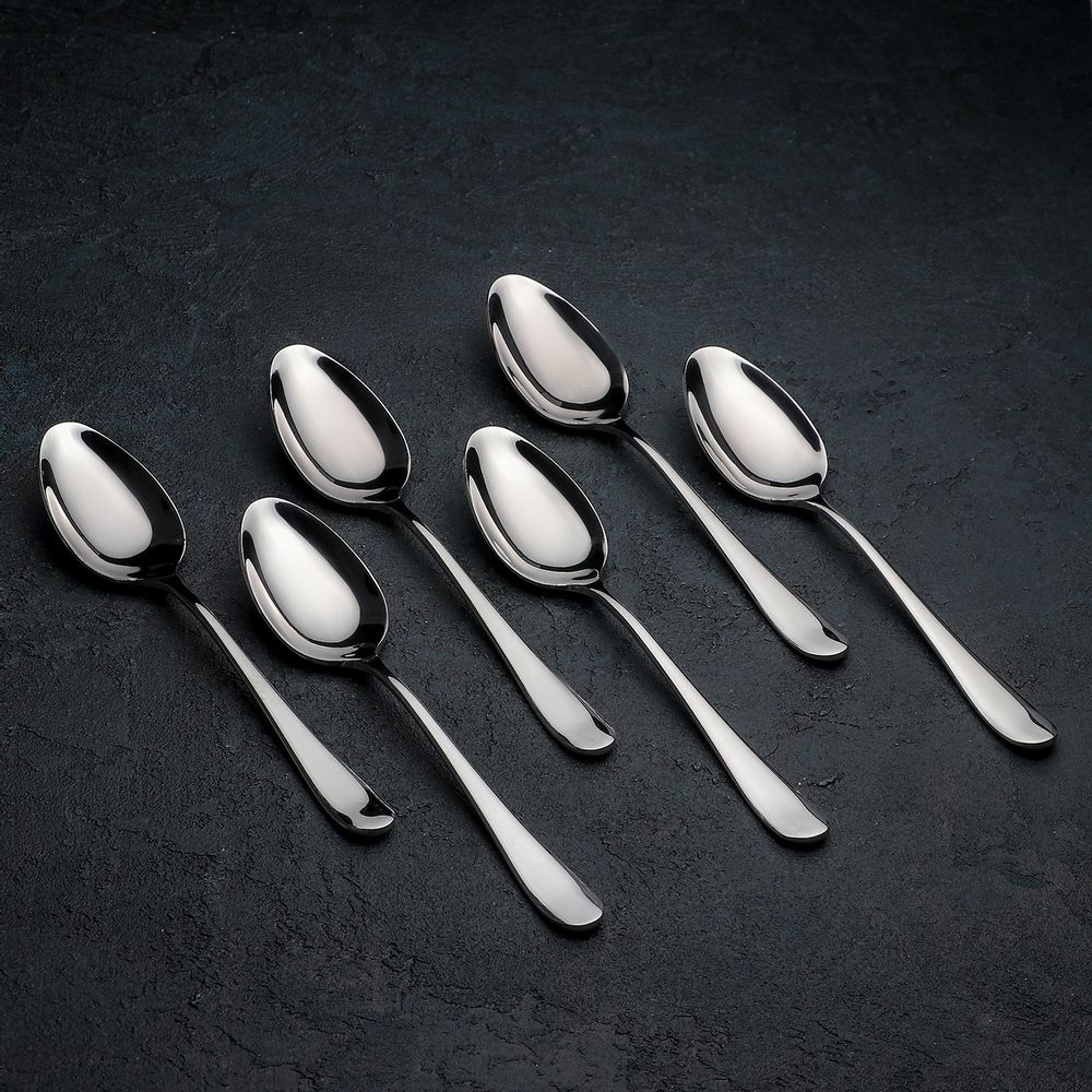 High Polish Stainless Steel Dinner Spoon 8" | 21 cm | Set Of 6 | In Colour Box