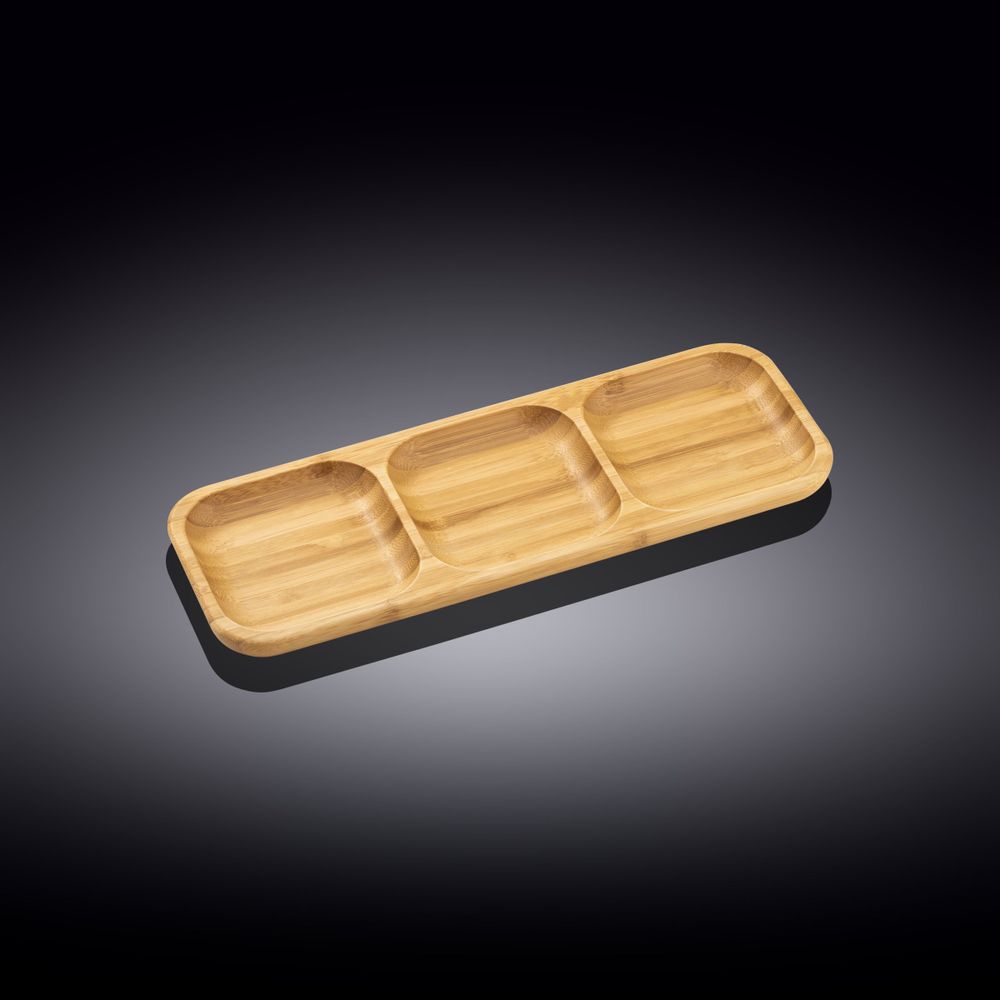 Natural Bamboo Divided Dish 13" X 4.5" | 32.5 X 11.5 cm