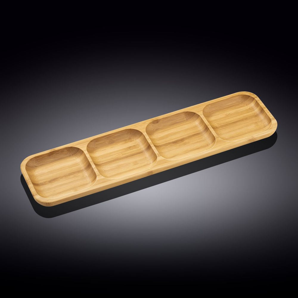 Natural Bamboo Divided Dish 17" X 4.5" | 43 X 11.5 cm