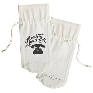 Alcohol You Later Cotton Canvas Wine Bag