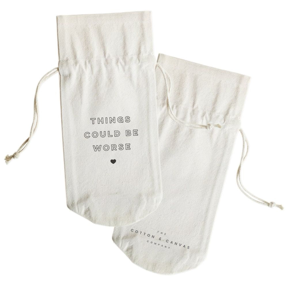 Things Could Be Worse Cotton Canvas Wine Bag