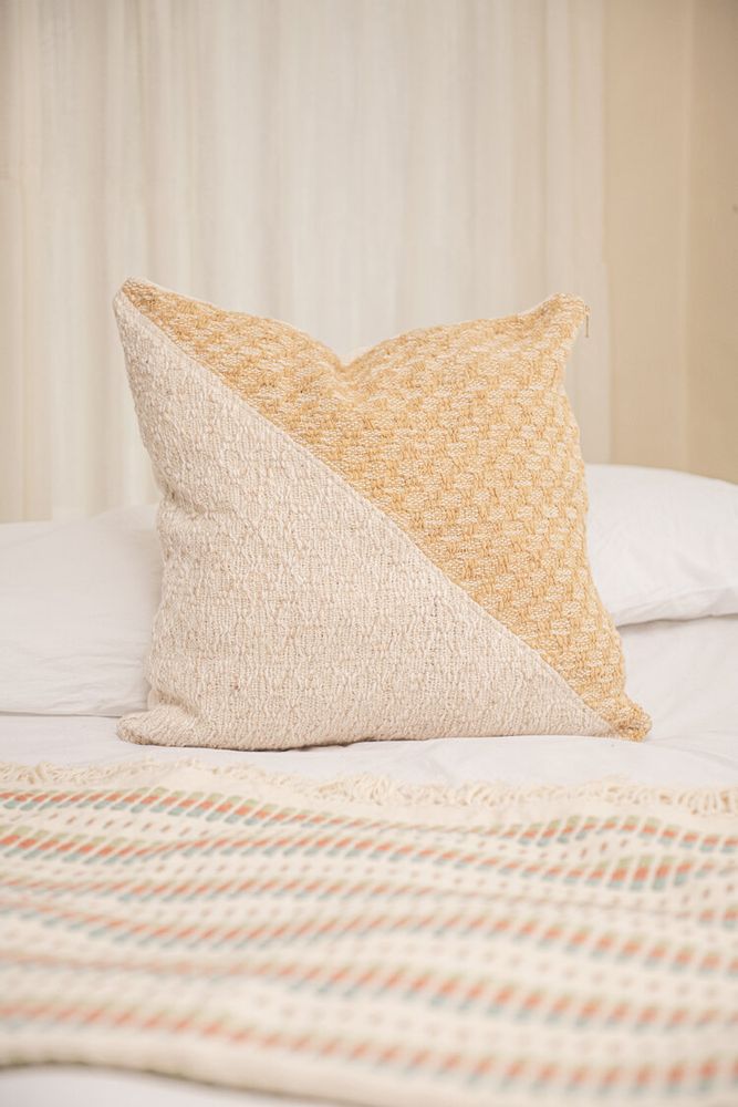 Diagonal Basic Pitaya Yellow & Cream Pillow