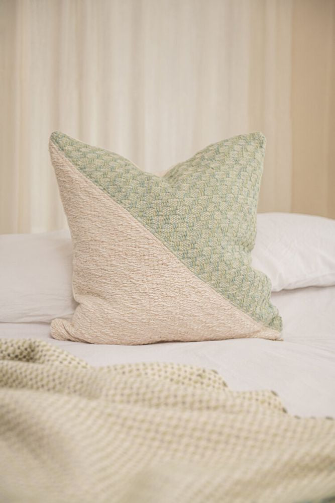 Diagonal Basic Feijoa Green & Cream Pillow