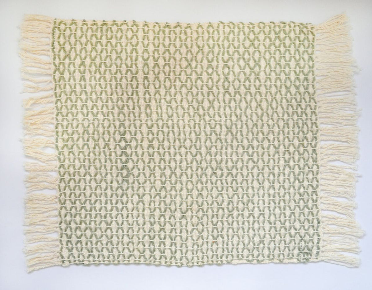 Diamond Guanabana Cream and Dark Green Placemats (Set of 4)