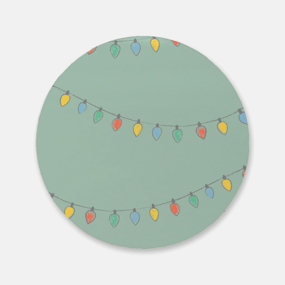 Round Cork Back Coaster - Christmas Lights