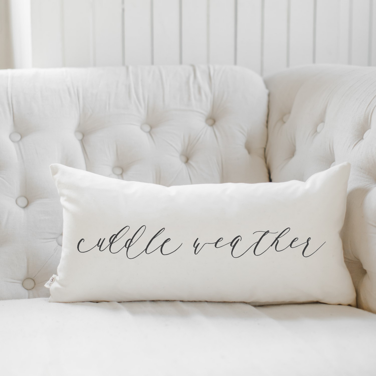 "Cuddle Weather" Script Lumbar Pillow | Lifestyle Details