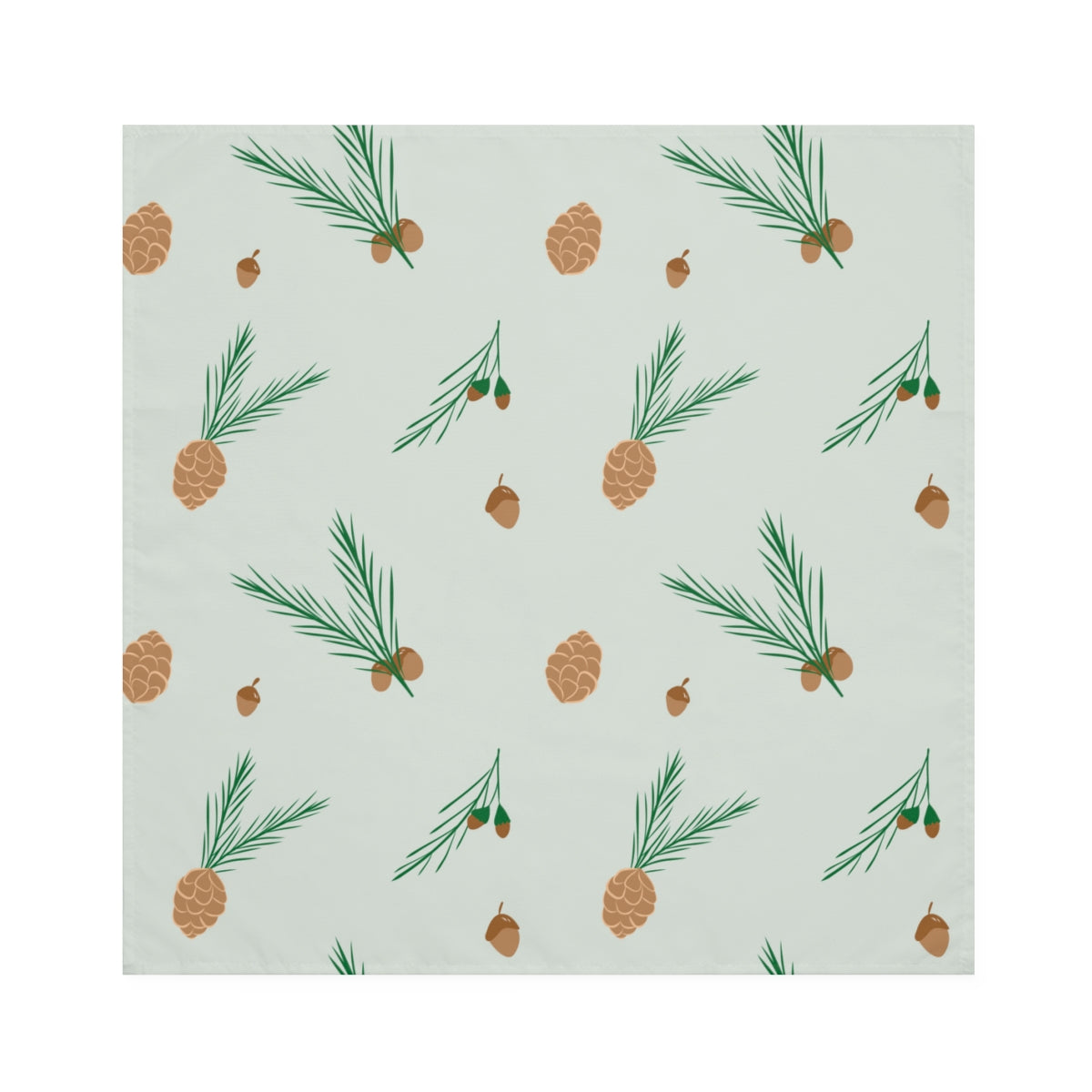 Green Holiday Napkins - Pinecones & Acorns