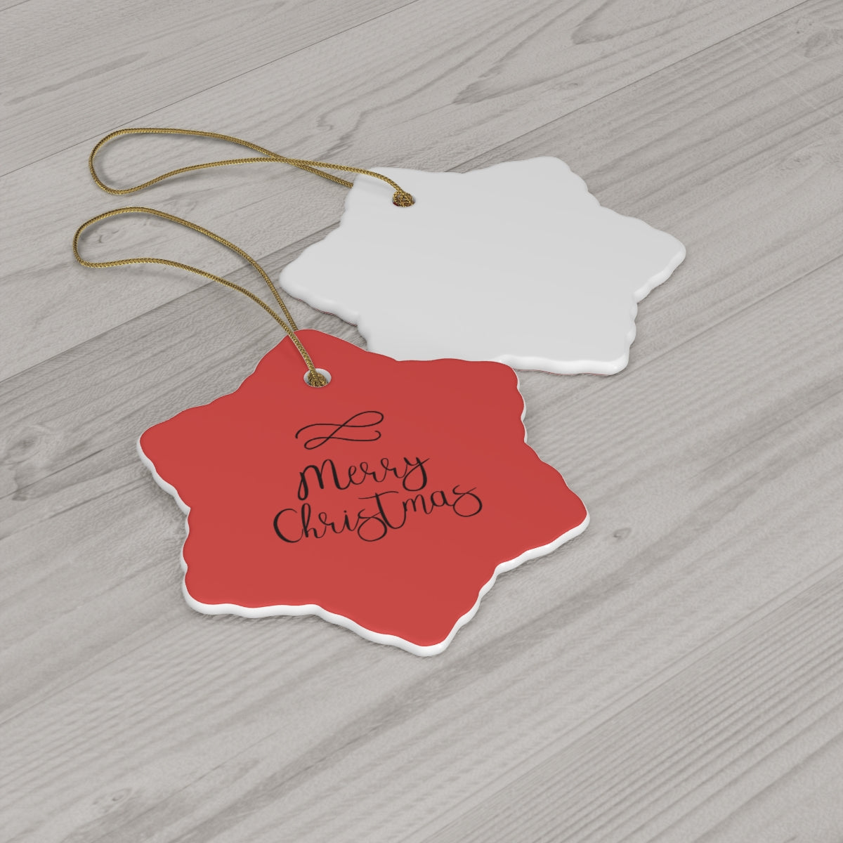 Ceramic Holiday Ornament - Cursive Merry Christmas