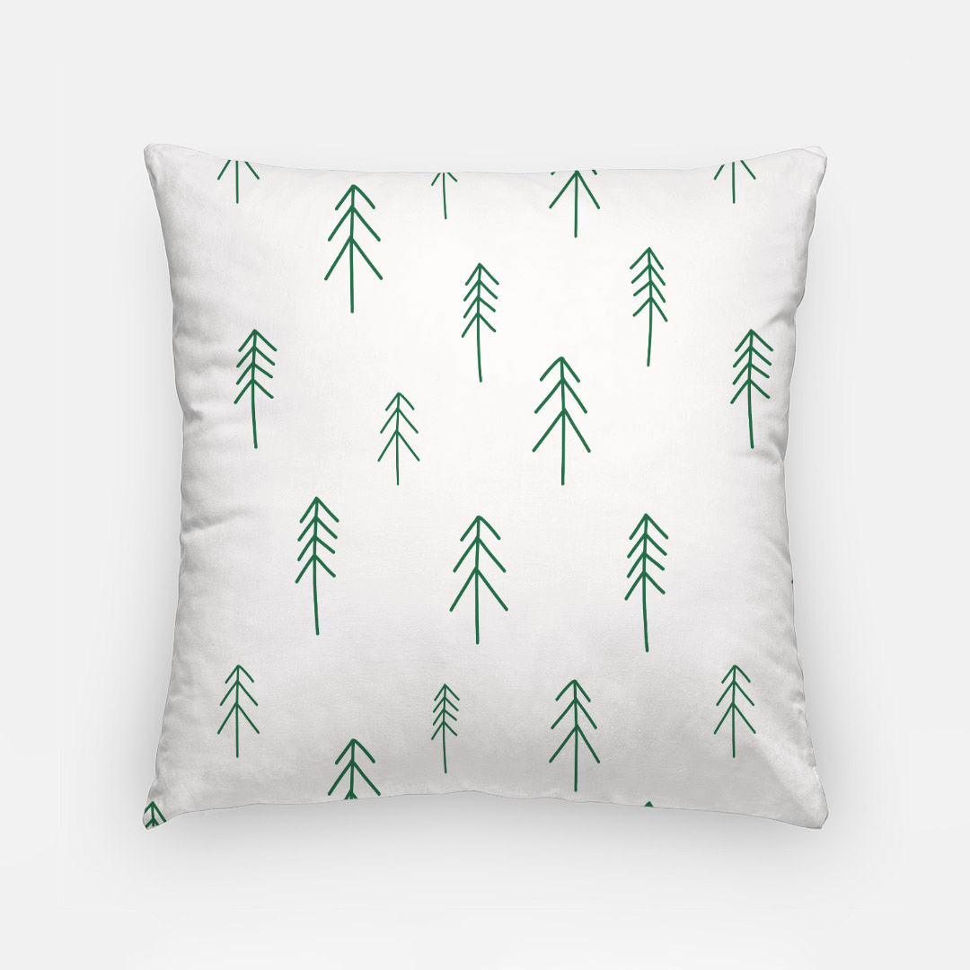 18x18 White Holiday Polyester Pillowcase - Evergreens