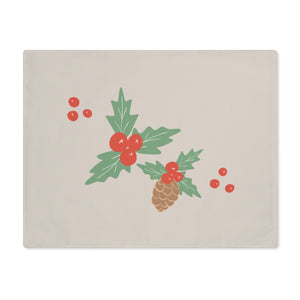 Holiday Table Placemat - Holly & Pinecones