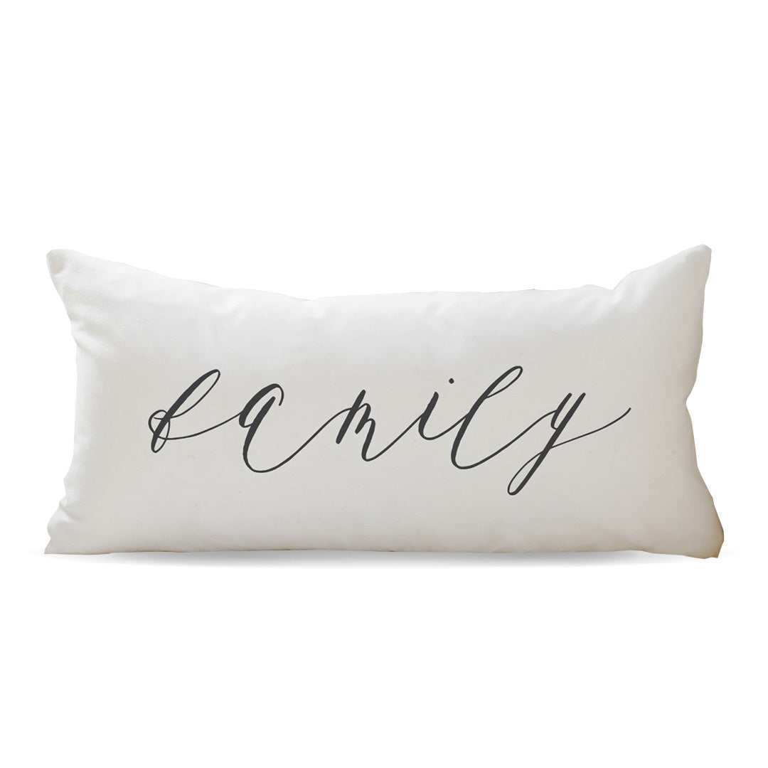 "Family" Script Lumbar Pillow