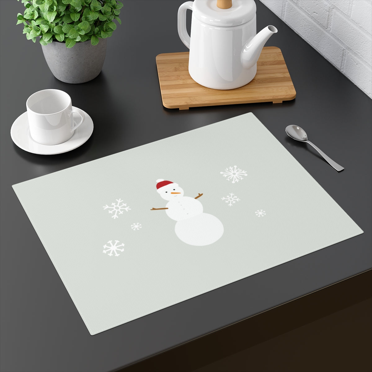Holiday Table Placemat - Snowman & Snowflakes