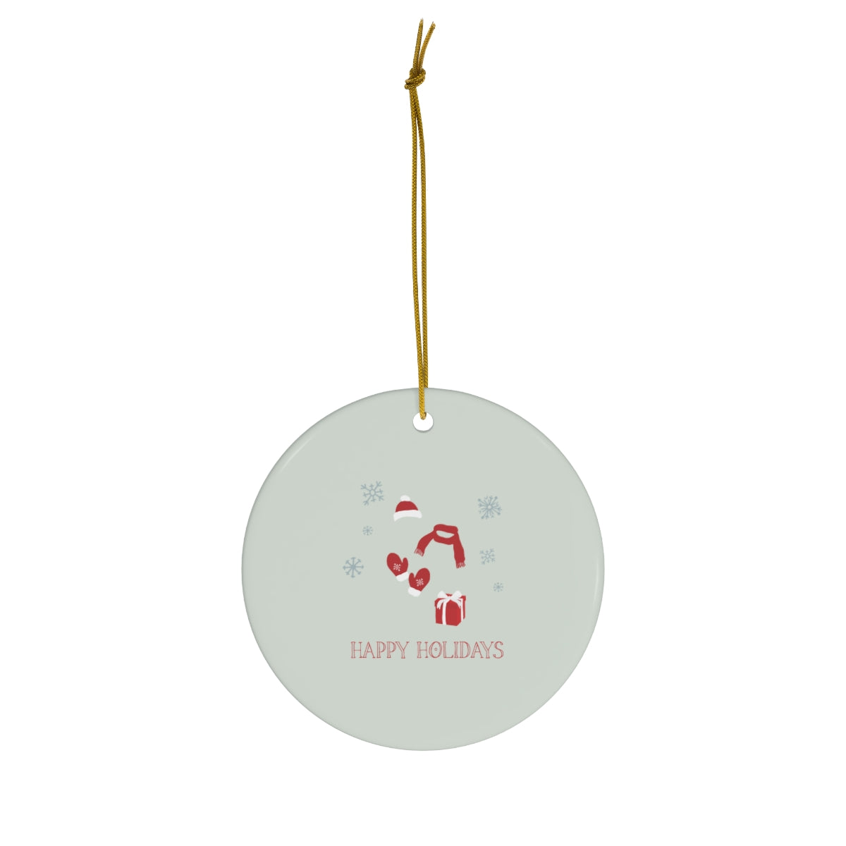 Ceramic Holiday Ornament - Red Happy Holidays