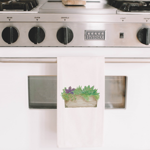 Succulent Box Watercolor Tea Towel