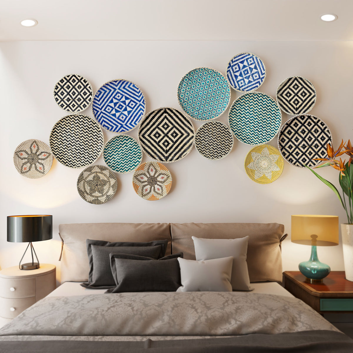 Bamboo Woven Round Basket Tray