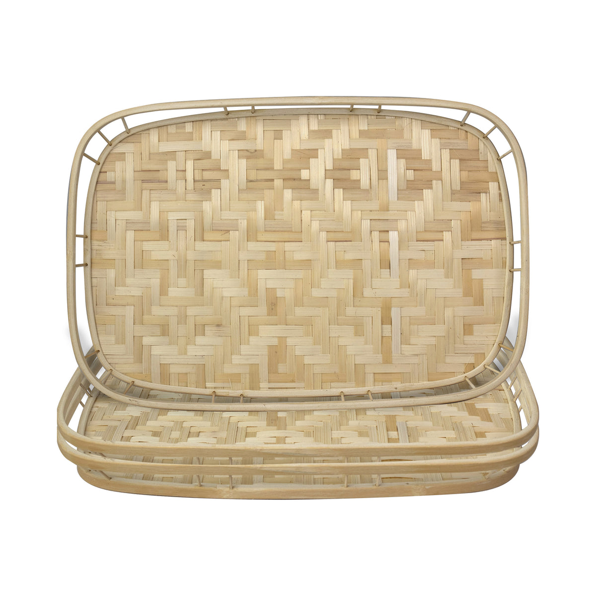 Bamboo Wicker Serving Trays with Handles