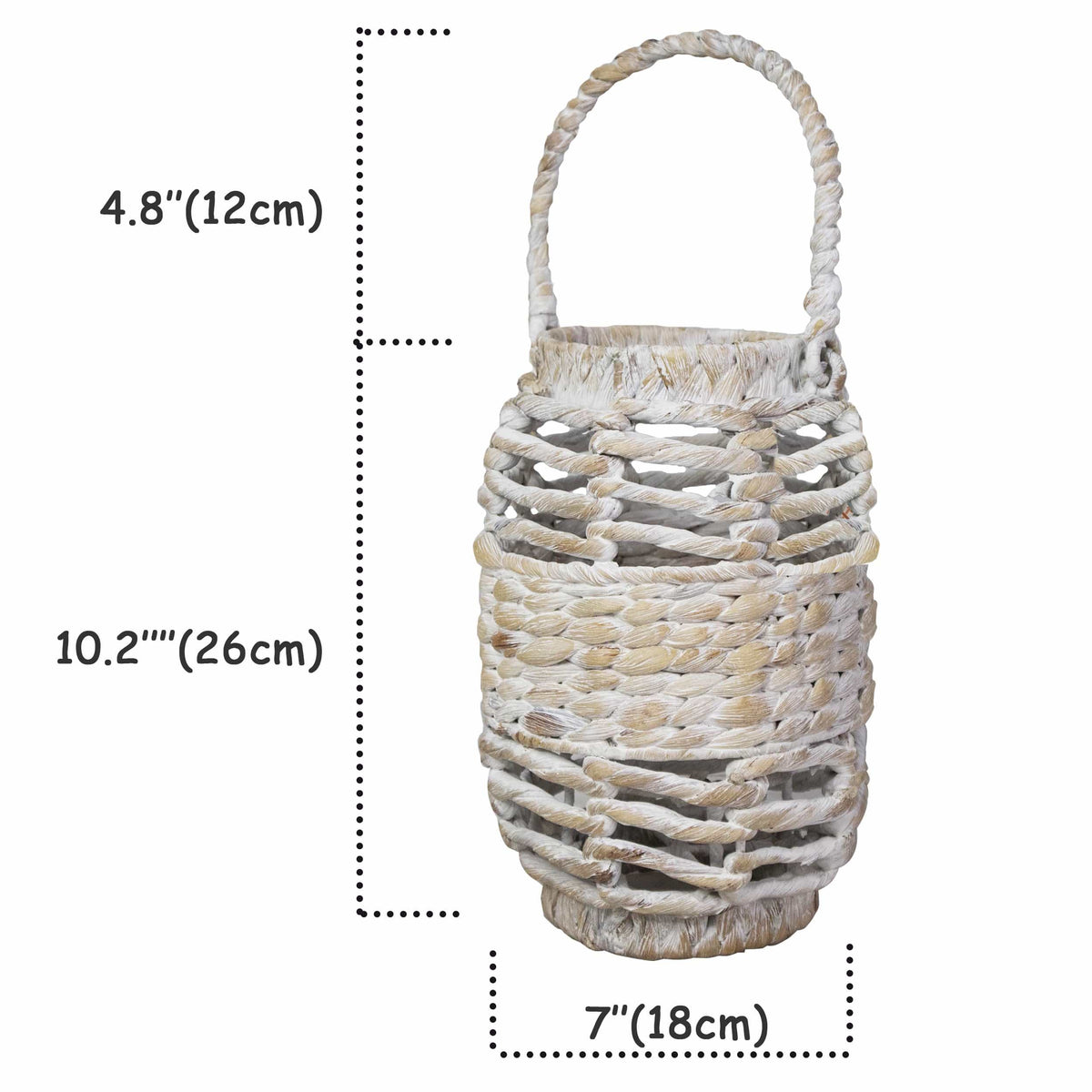 Hand Woven Wicker Candle Holder Lantern & Handle