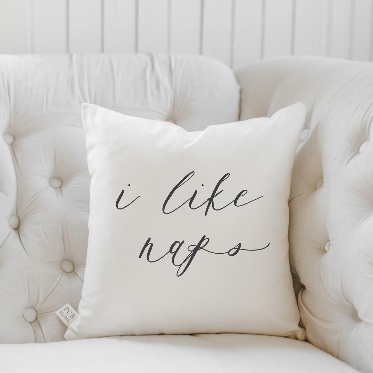 "I Like Naps" Script Square Pillow