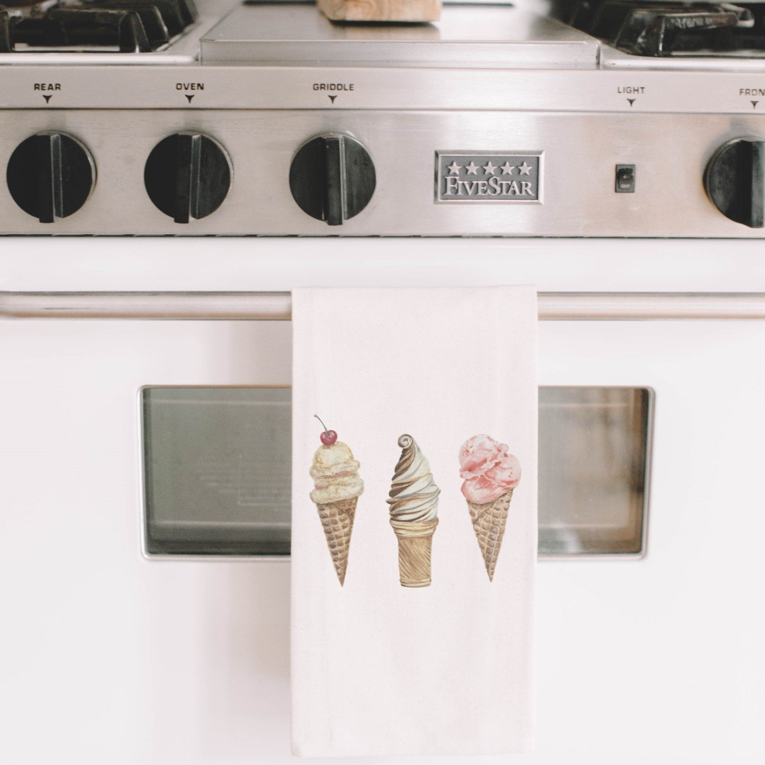 Ice Cream Watercolor Tea Towel