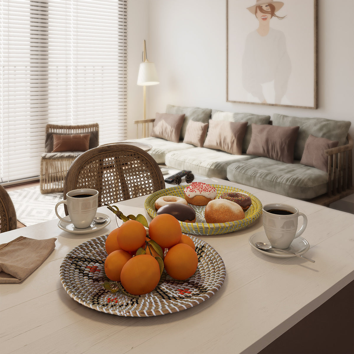 Natural Seagrass Woven Fruit Basket Bowl