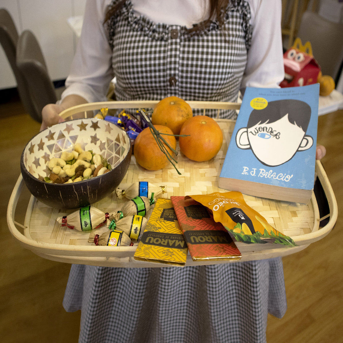 Bamboo Wicker Serving Trays with Handles