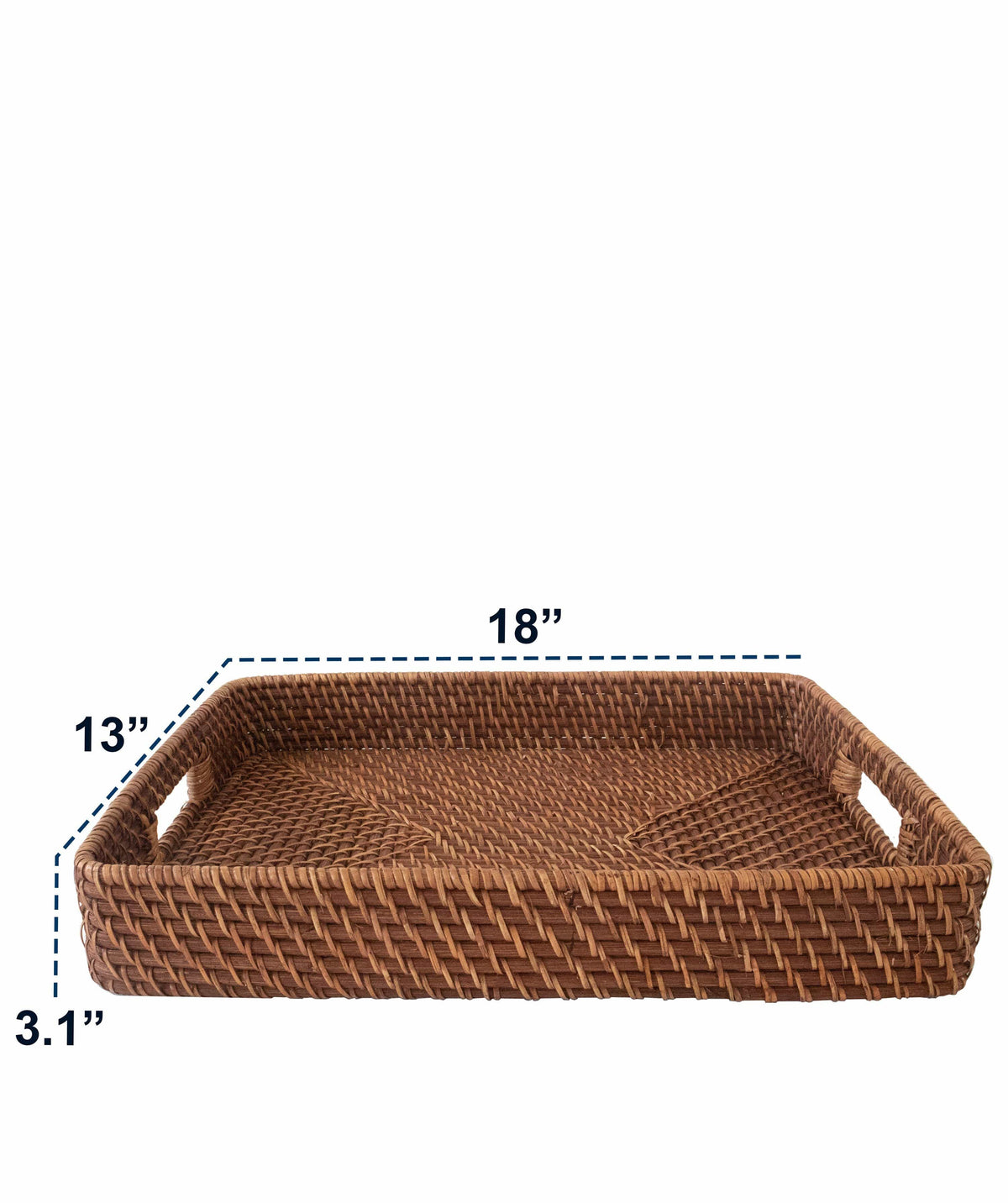 Large Rectangular Rattan Serving Trays with Handles