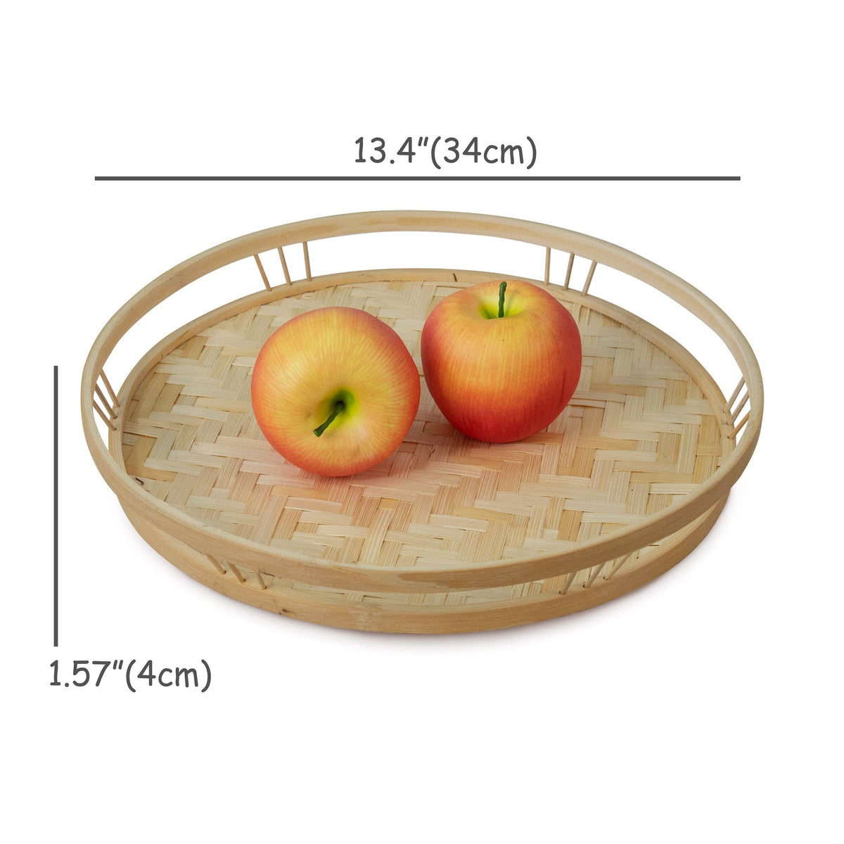 Bamboo Wicker Round Serving Trays with Handles