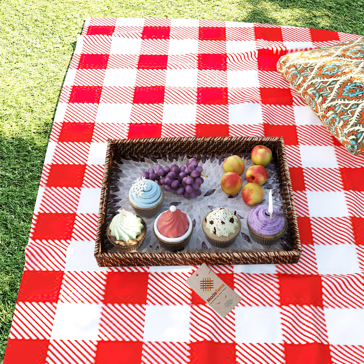 Rectangular Rattan Wicker Tray - Set of 2