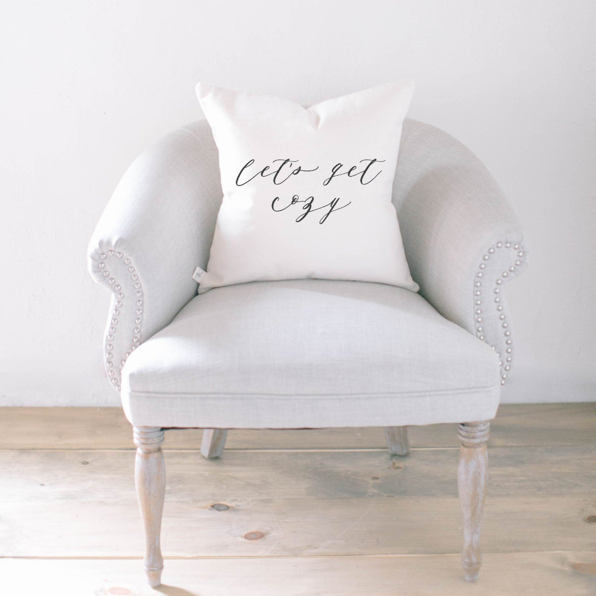 "Let's Get Cozy" Script Pillow