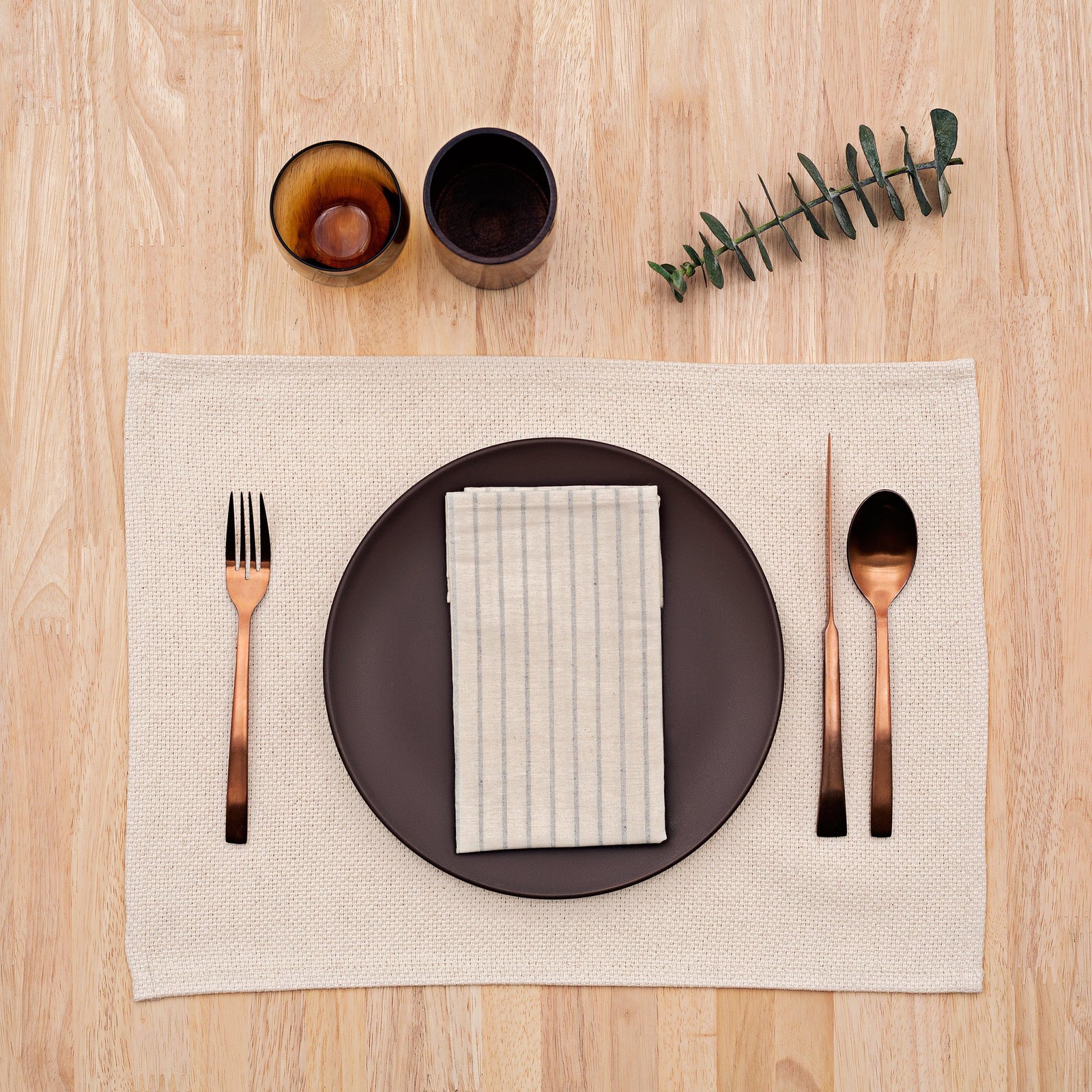 Natural Striped Napkins - Set of 4