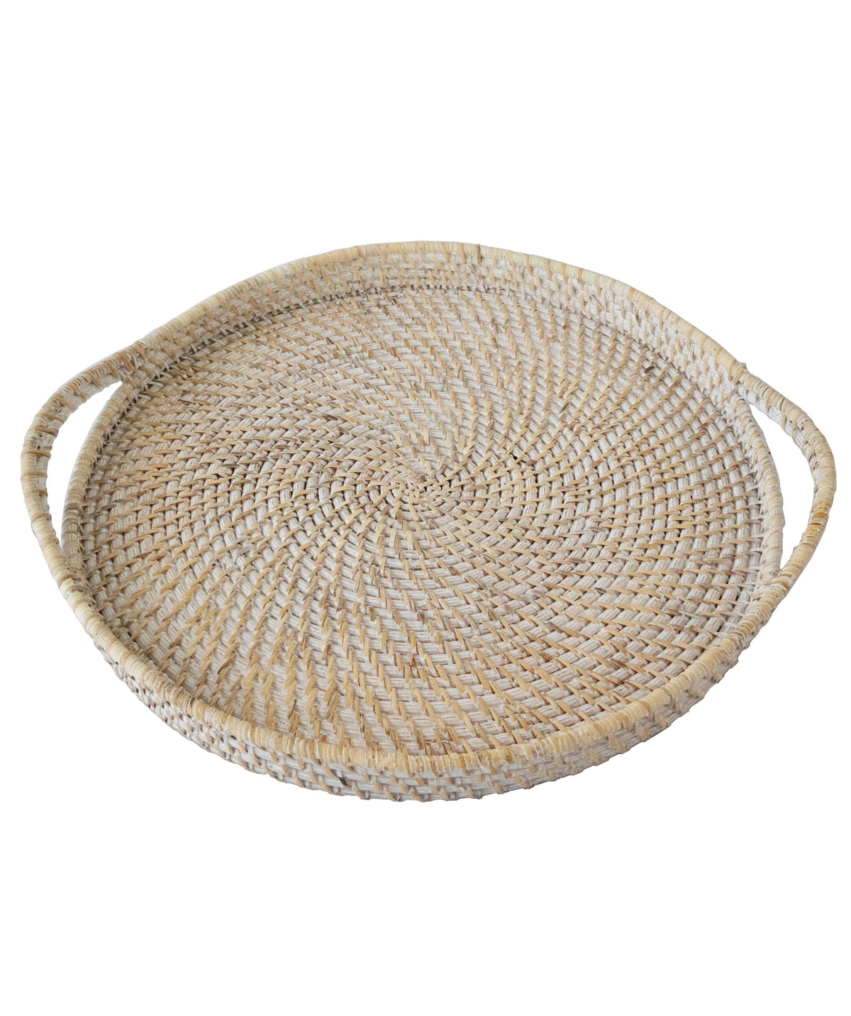 Round Wicker Serving Trays with Handles - 19"
