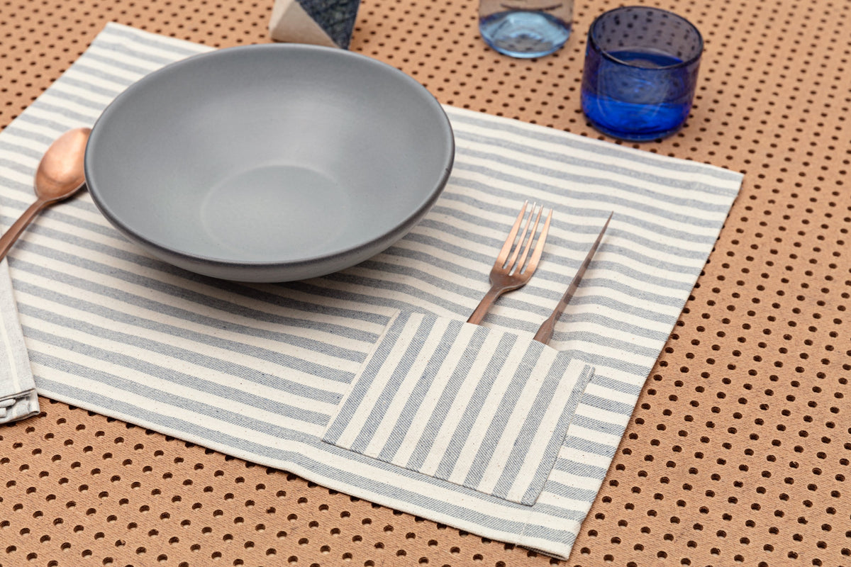 Striped Placemats with Pockets - Set of 4