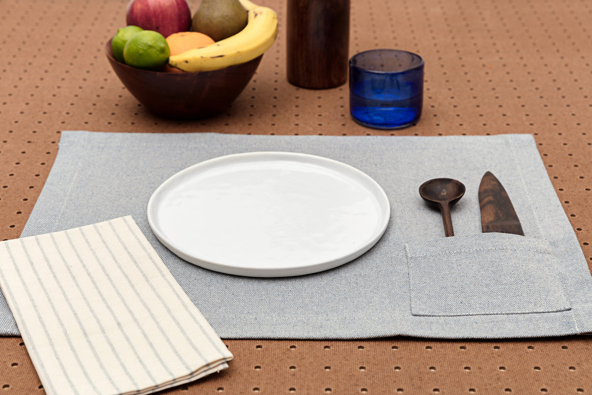 Denim Blue Placemats with Pockets - Set of 4