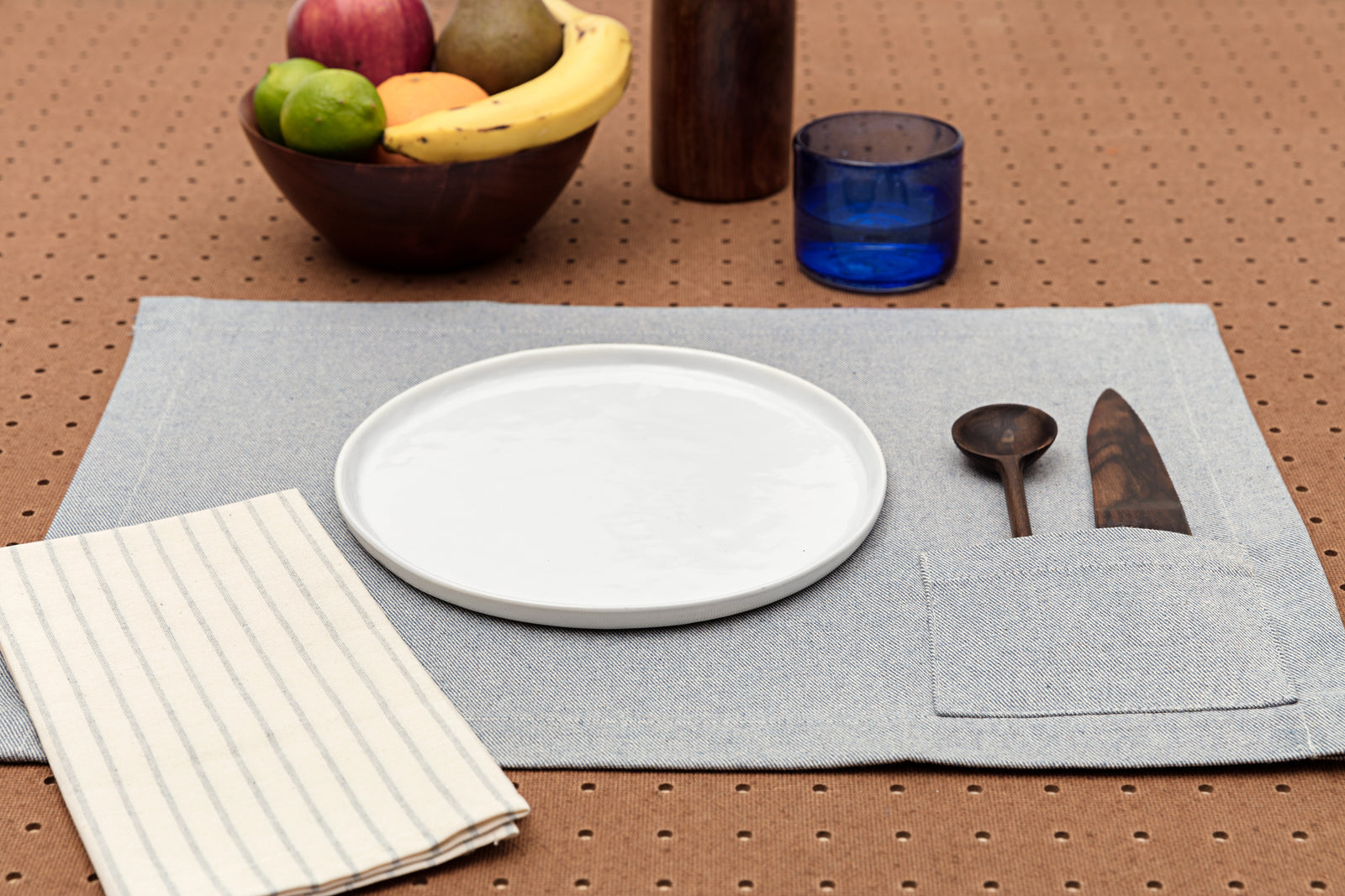 Denim Blue Placemats with Pockets - Set of 4