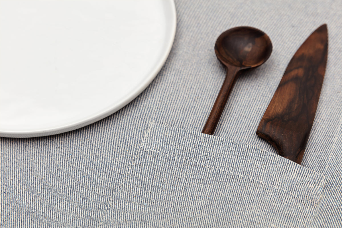 Denim Blue Placemats with Pockets - Set of 4