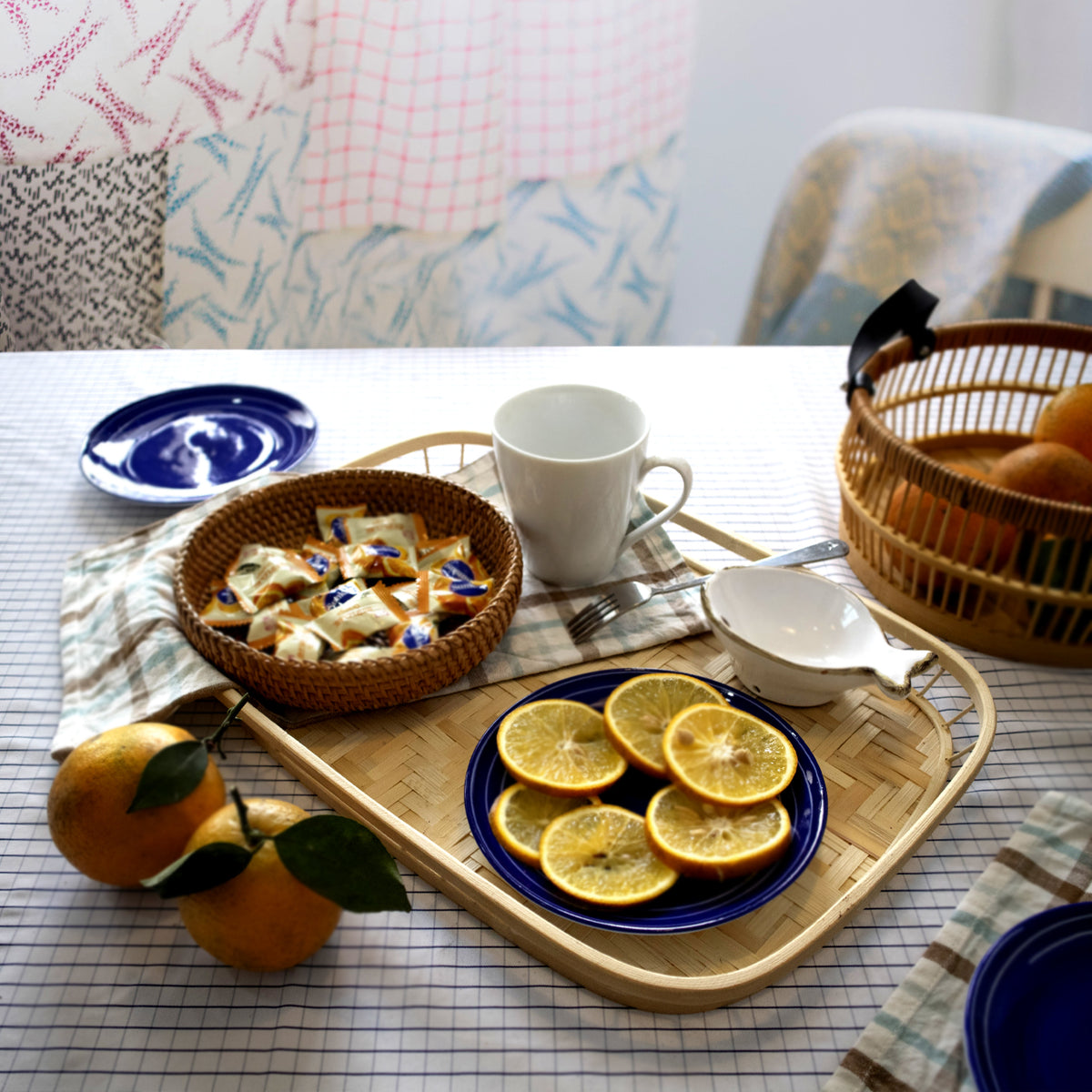 Bamboo Wicker Serving Trays with Handles