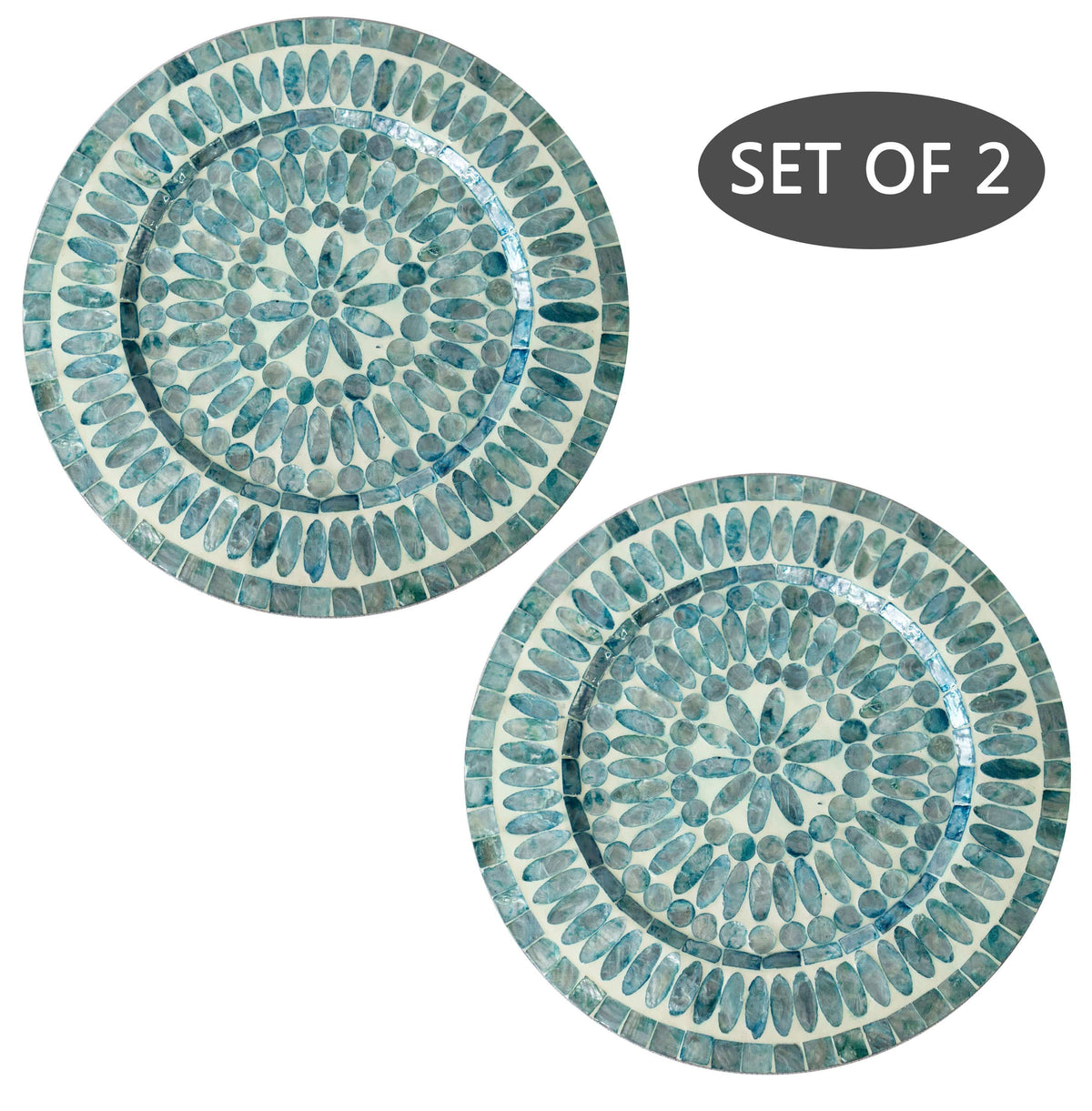 Mother Of Pearl Inlay Charger Plates - Set of 2