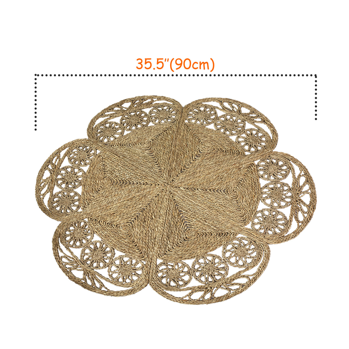 Natural Fiber Seagrass Wicker Flower Rug