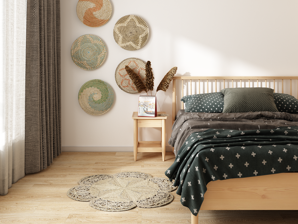 Natural Fiber Seagrass Wicker Flower Rug