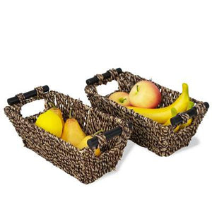 Brown Seagrass Wicker Baskets - Set of 2